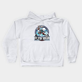 Flyin' High - Reindeer Soaring with Jetpack Kids Hoodie